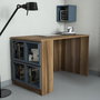 Hanah Home Mesa de Estudio Nogal y Calcedonia con Estante de Pared
